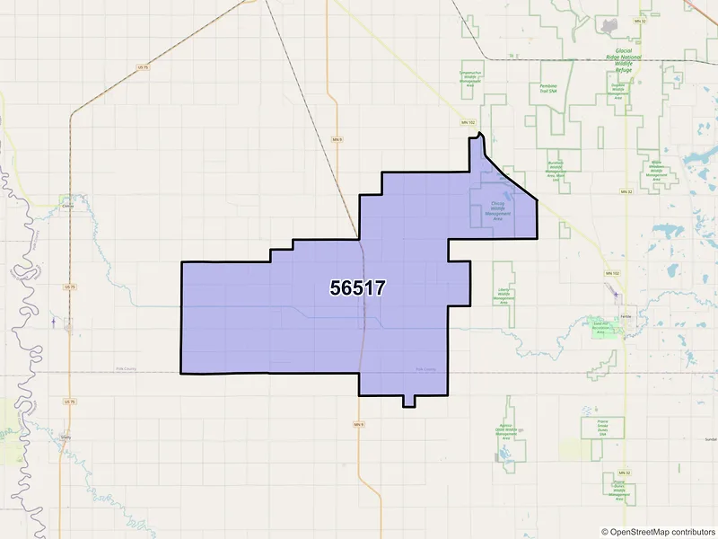 Map of ZIP Code 56517 — Beltrami, MN