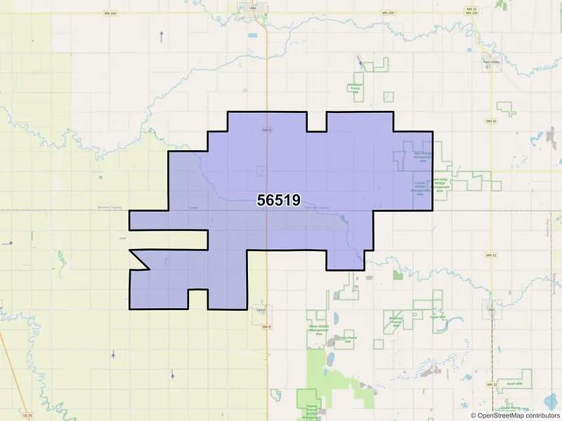 Map of ZIP Code 56519 — Borup, MN