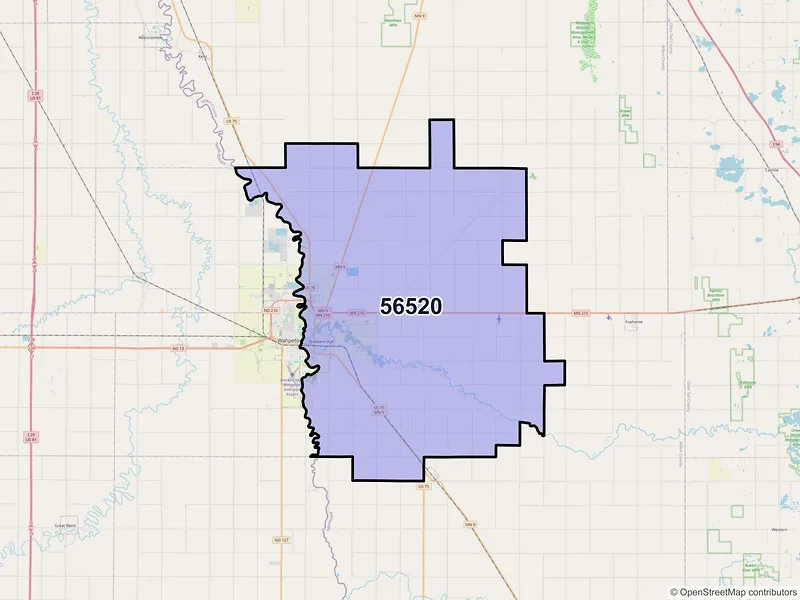 Map of ZIP Code 56520 — Breckenridge, MN