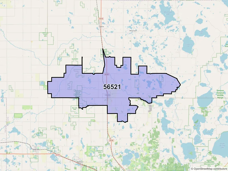Map of ZIP Code 56521 — Callaway, MN