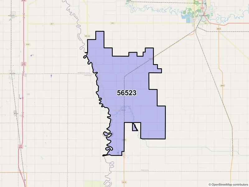 Map of ZIP Code 56523 — Climax, MN