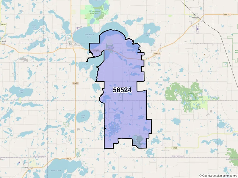 Map of ZIP Code 56524 — Clitherall, MN