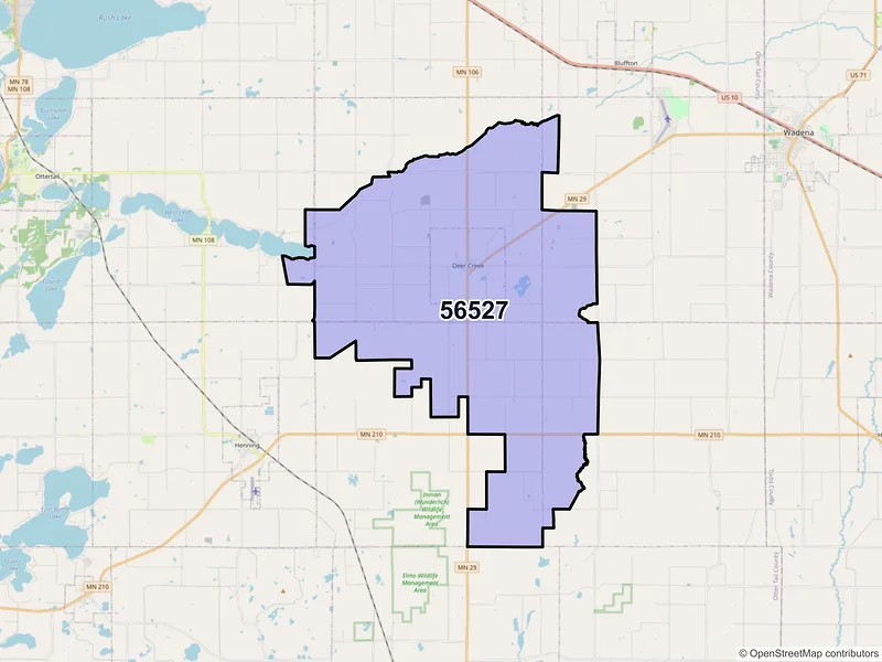 Map of ZIP Code 56527 — Deer Creek, MN