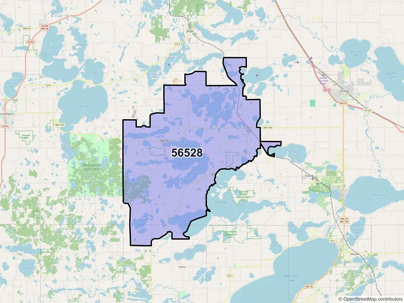 Map of ZIP Code 56528 — Dent, MN