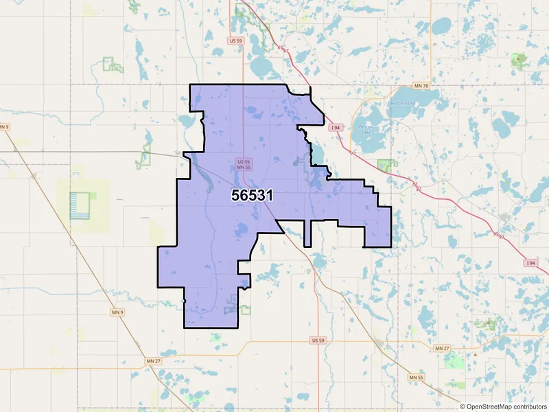 Map of ZIP Code 56531 — Elbow Lake, MN