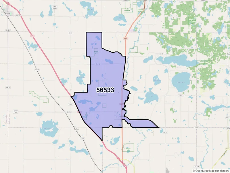 Map of ZIP Code 56533 — Elizabeth, MN