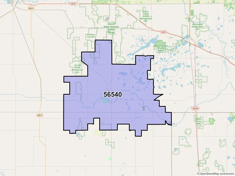 Map of ZIP Code 56540 — Fertile, MN