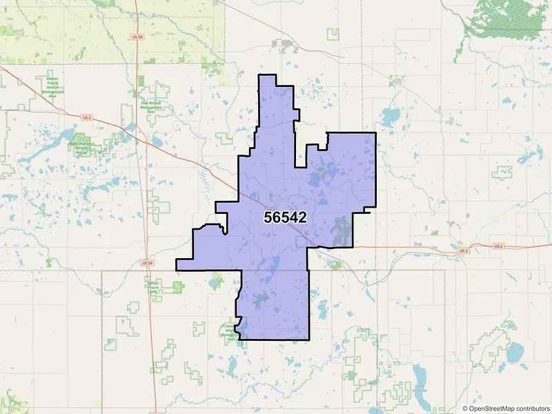 Map of ZIP Code 56542 — Fosston, MN