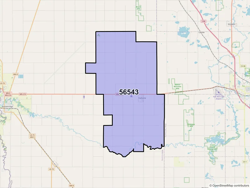 Map of ZIP Code 56543 — Foxhome, MN