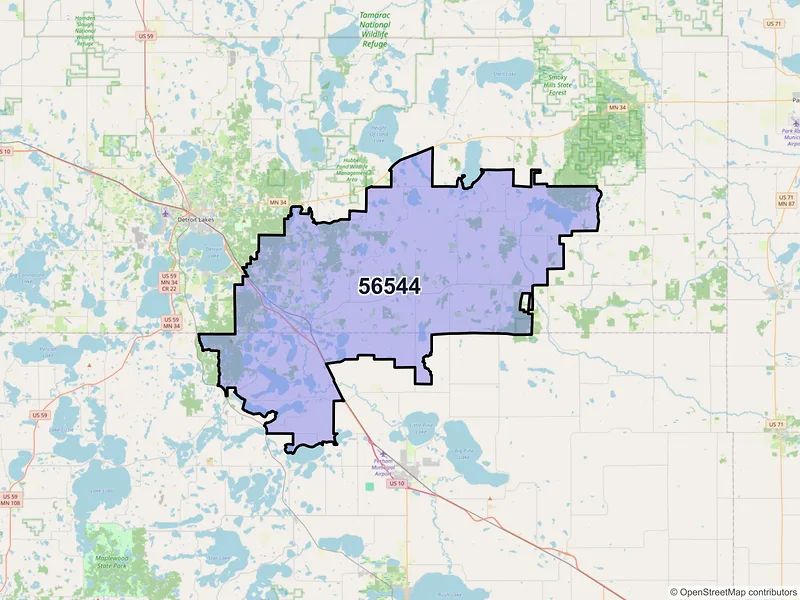 Map of ZIP Code 56544 — Frazee, MN