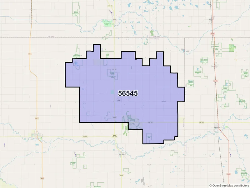Map of ZIP Code 56545 — Gary, MN