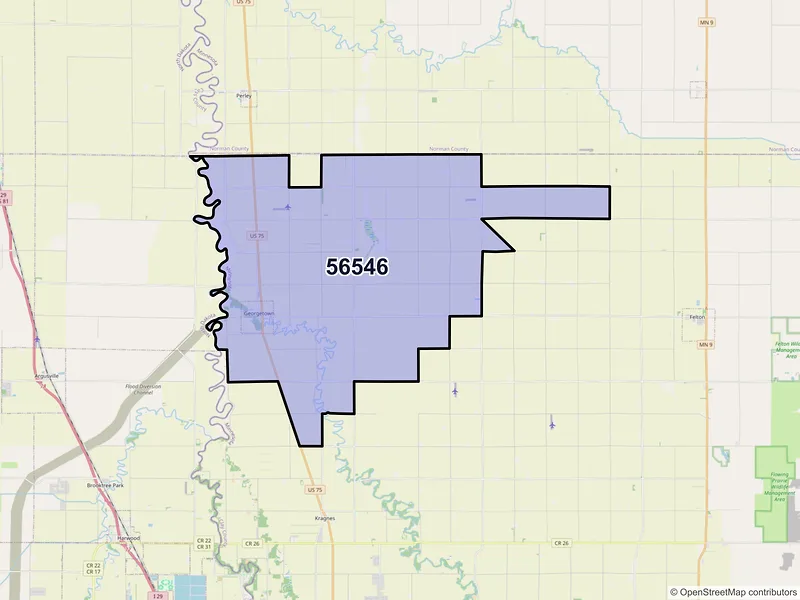 Map of ZIP Code 56546 — Georgetown, MN
