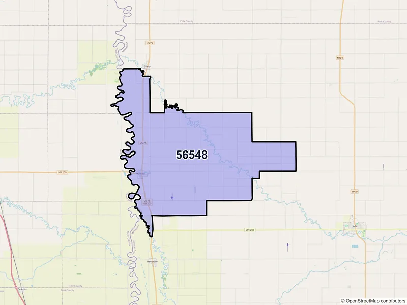 Map of ZIP Code 56548 — Halstad, MN