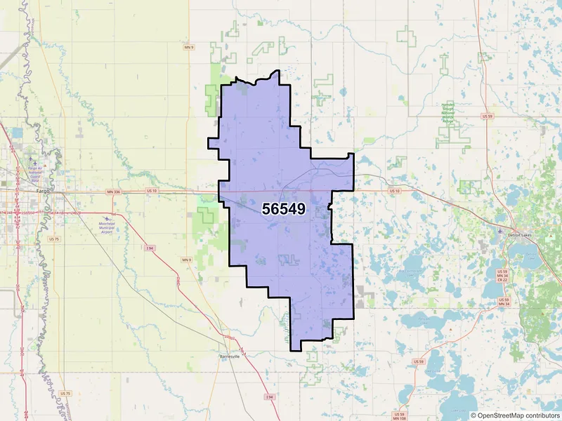 Map of ZIP Code 56549 — Hawley, MN