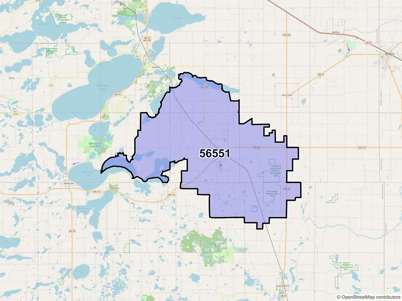 Map of ZIP Code 56551 — Henning, MN