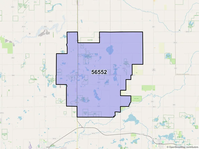 Map of ZIP Code 56552 — Hitterdal, MN