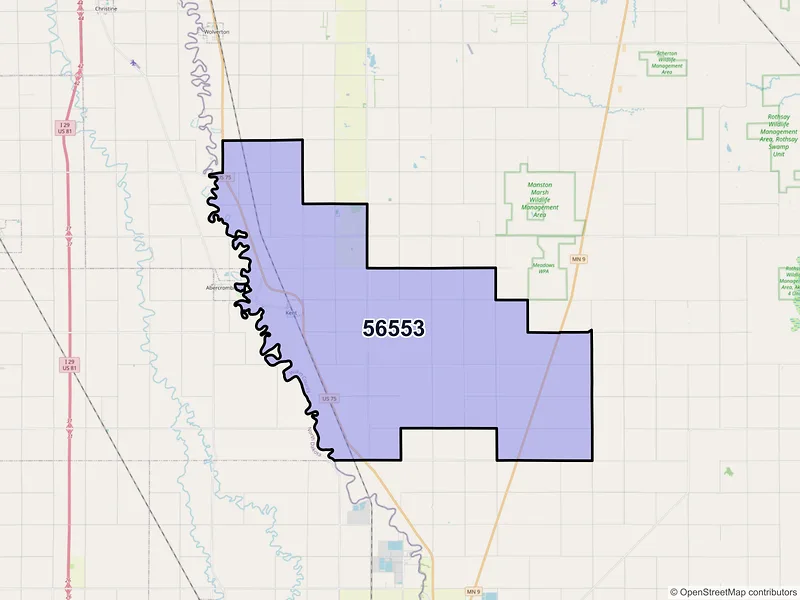 Map of ZIP Code 56553 — Kent, MN