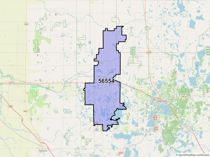 Map of ZIP Code 56554 — Lake Park, MN