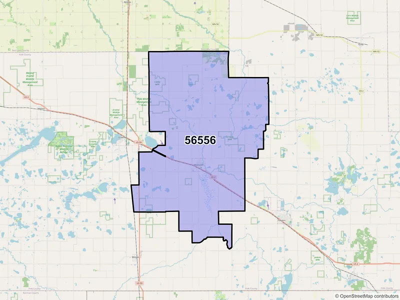 Map of ZIP Code 56556 — Mcintosh, MN