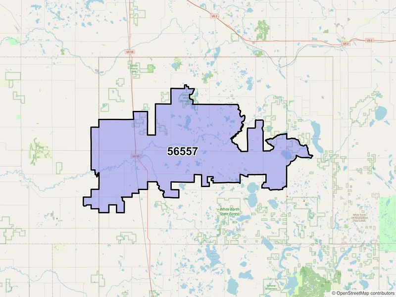 Map of ZIP Code 56557 — Mahnomen, MN