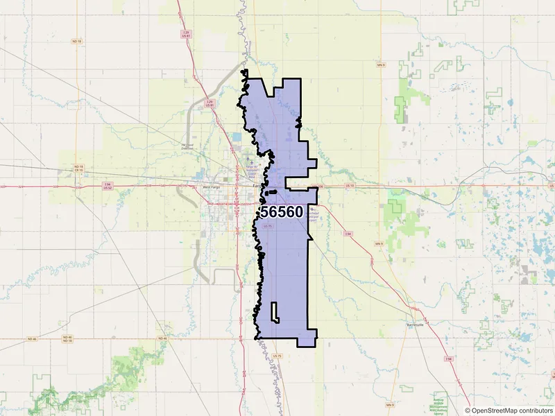 Map of ZIP Code 56560 — Moorhead, MN
