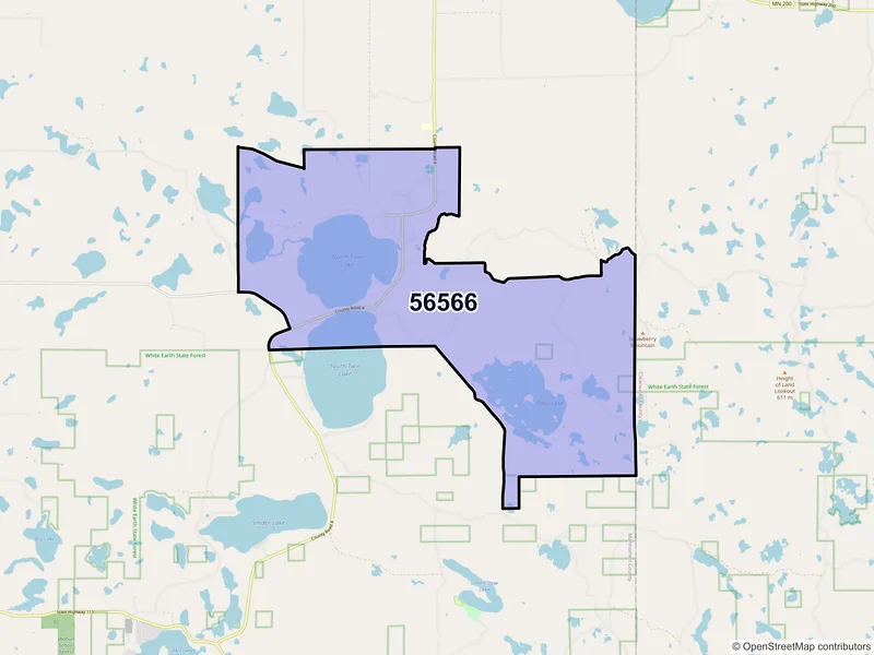 Map of ZIP Code 56566 — Naytahwaush, MN