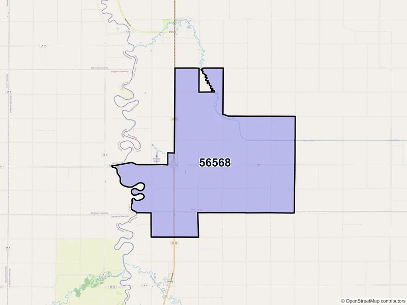 Map of ZIP Code 56568 — Nielsville, MN