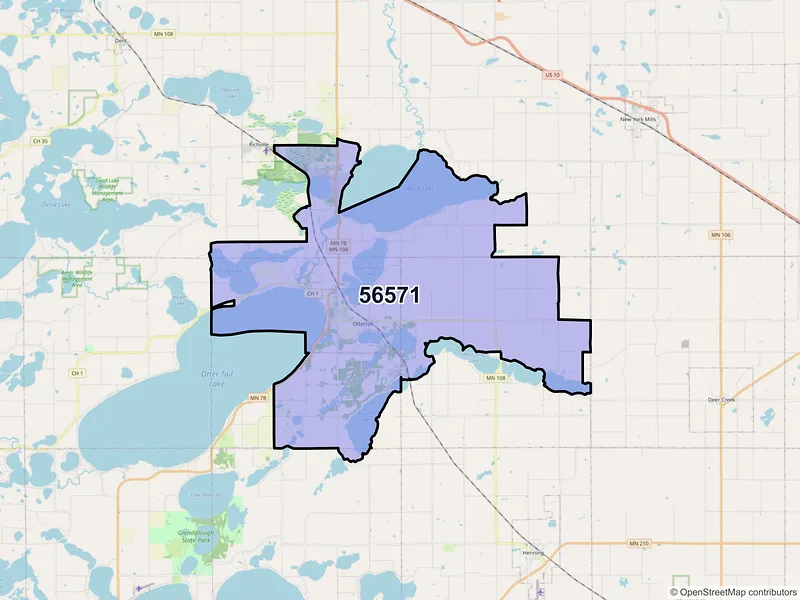 Map of ZIP Code 56571 — Ottertail, MN