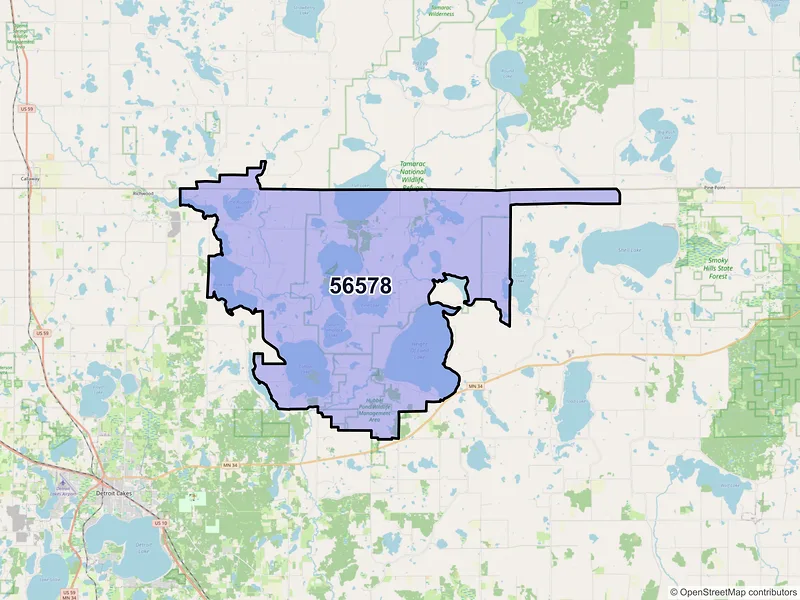 Map of ZIP Code 56578 — Rochert, MN
