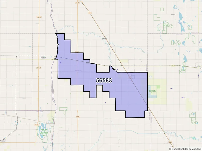 Map of ZIP Code 56583 — Tintah, MN