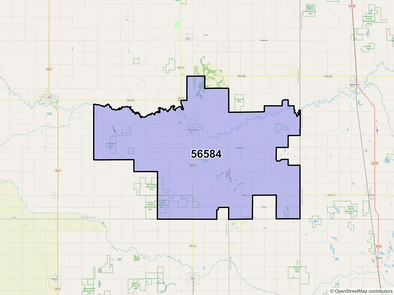 Map of ZIP Code 56584 — Twin Valley, MN