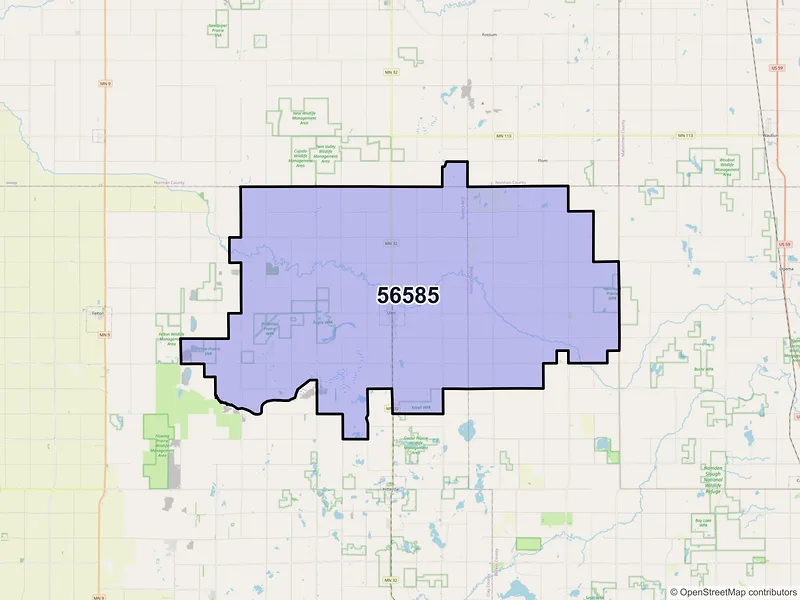 Map of ZIP Code 56585 — Ulen, MN