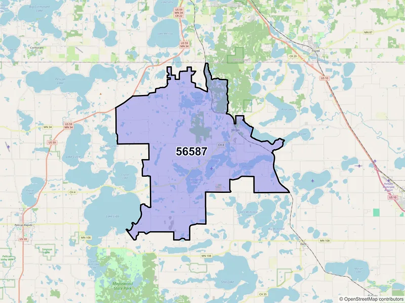 Map of ZIP Code 56587 — Vergas, MN