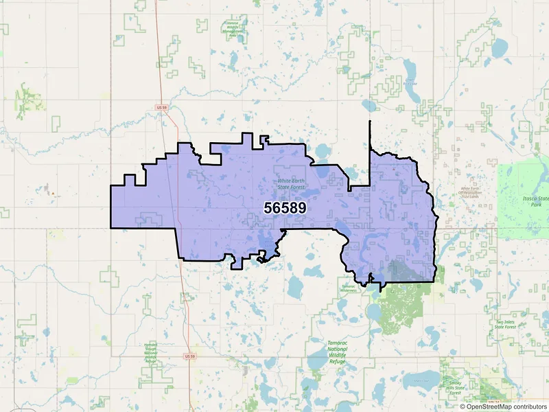 Map of ZIP Code 56589 — Waubun, MN