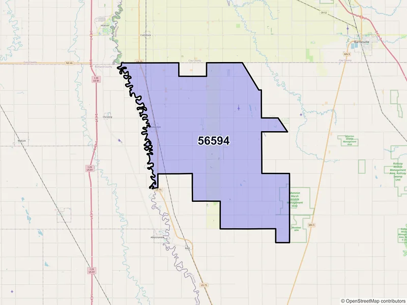 Map of ZIP Code 56594 — Wolverton, MN
