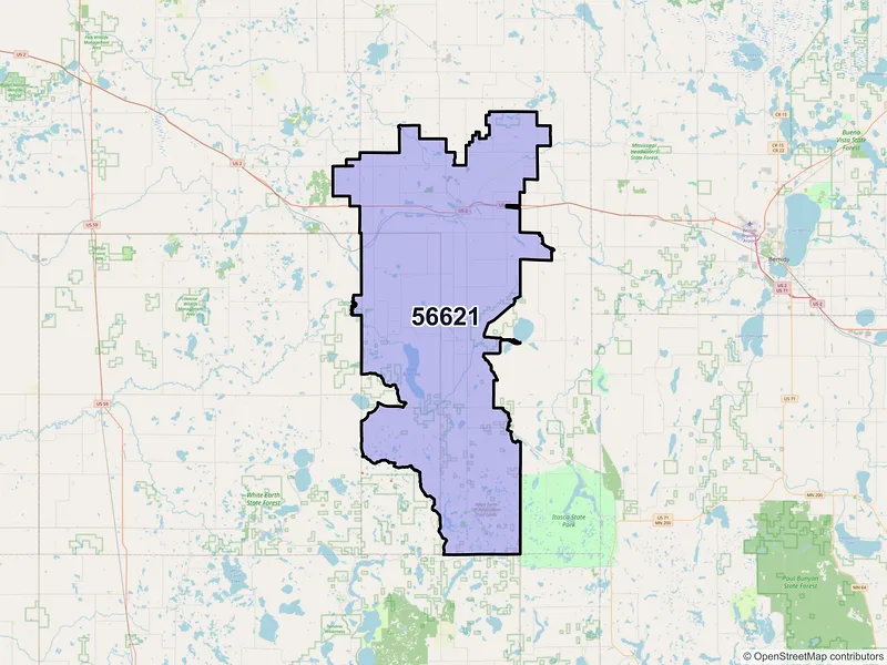 Map of ZIP Code 56621 — Bagley, MN