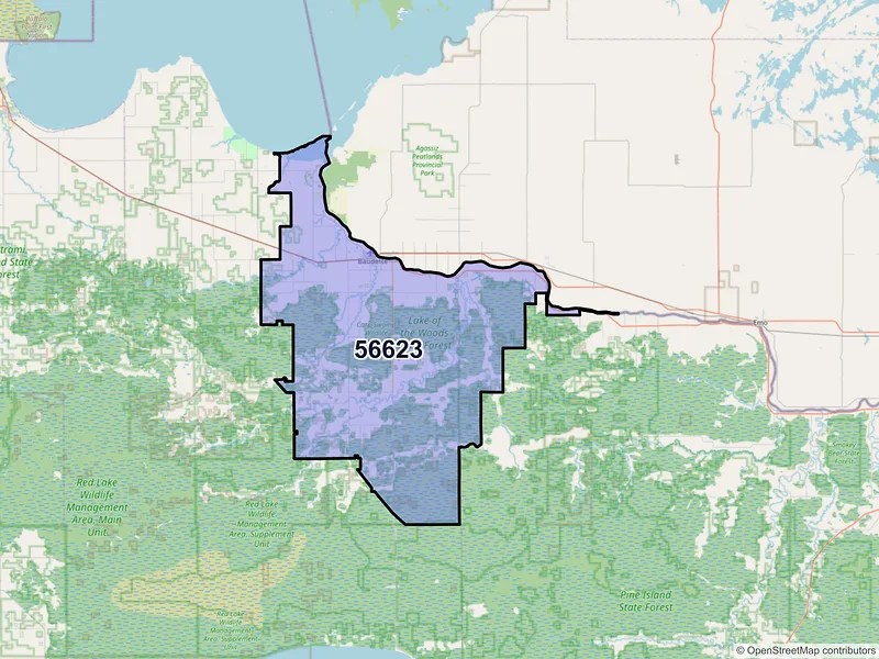 Map of ZIP Code 56623 — Baudette, MN
