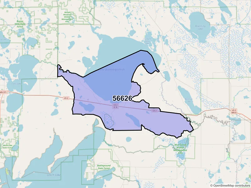 Map of ZIP Code 56626 — Bena, MN