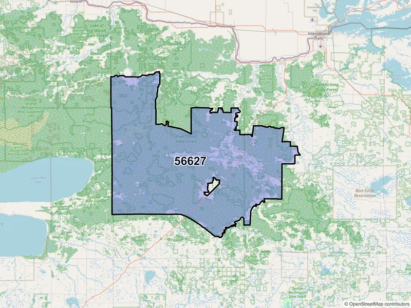 Map of ZIP Code 56627 — Big Falls, MN