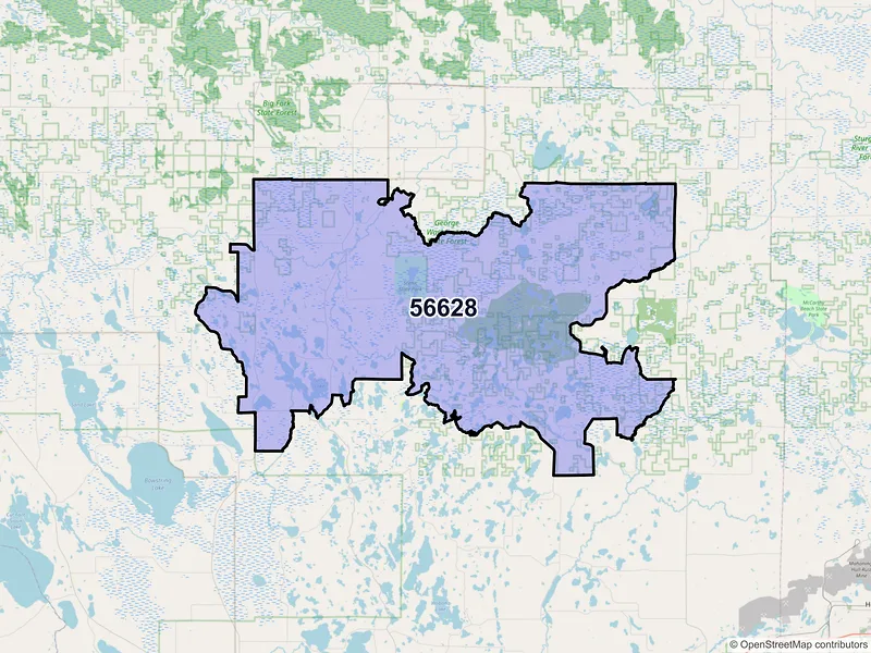 Map of ZIP Code 56628 — Bigfork, MN