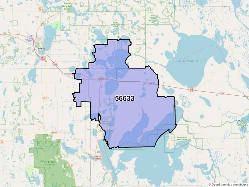 Map of ZIP Code 56633 — Cass Lake, MN