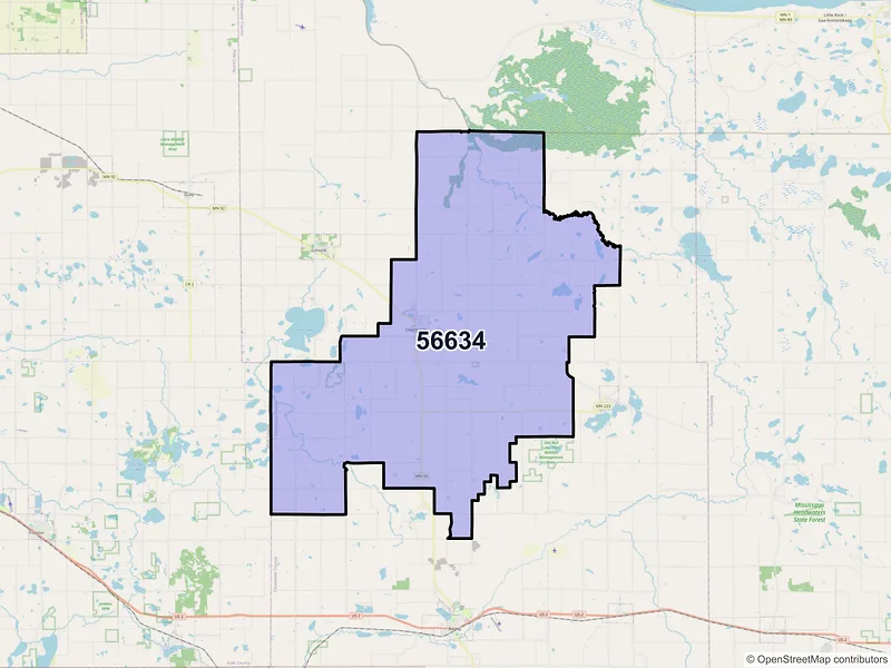 Map of Clearbrook, Minnesota and ZIP codes