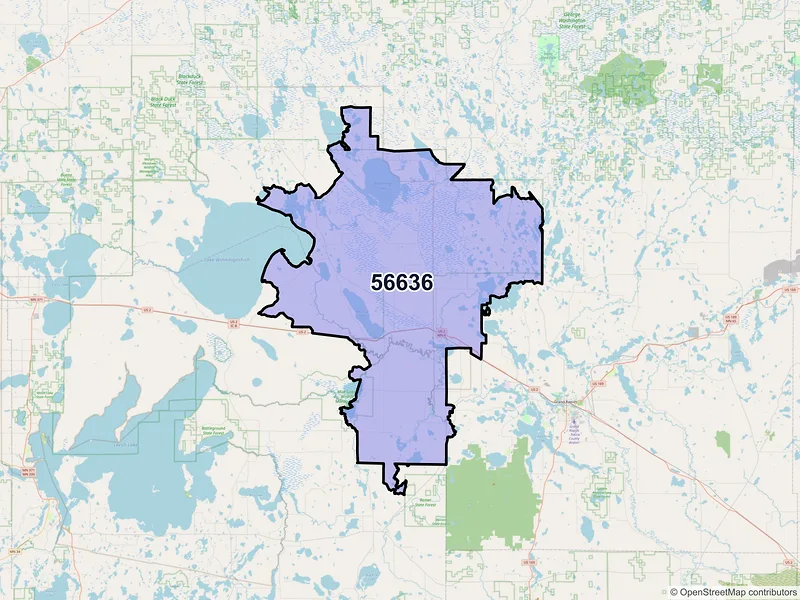 Map of ZIP Code 56636 — Deer River, MN
