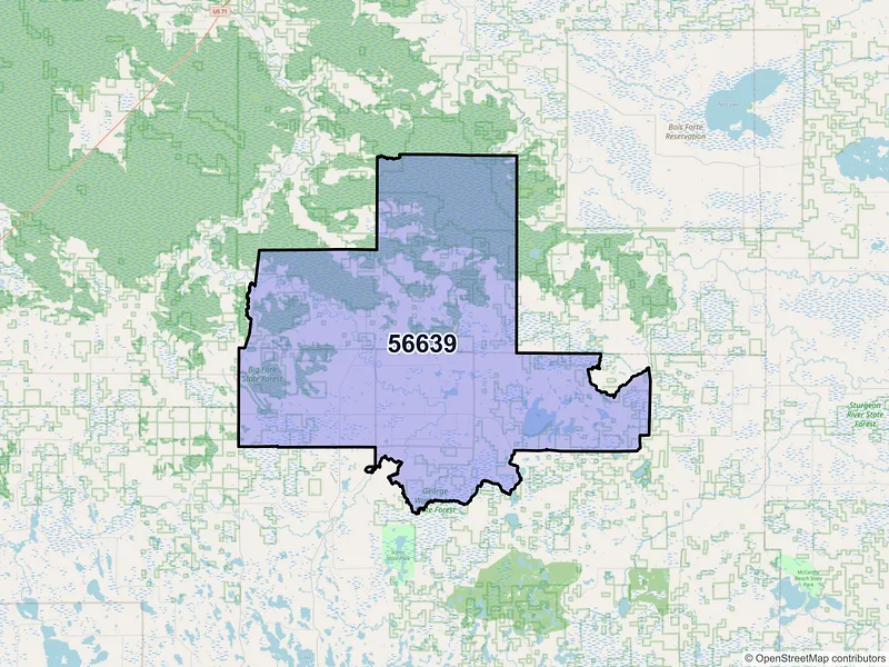 Map of ZIP Code 56639 — Effie, MN