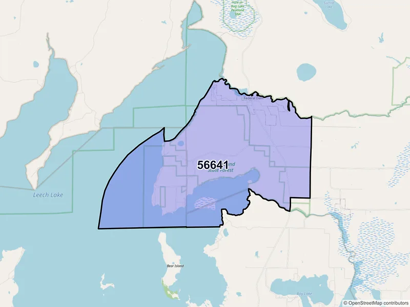 Map of ZIP Code 56641 — Federal Dam, MN