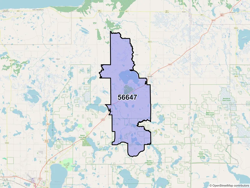 Map of ZIP Code 56647 — Hines, MN