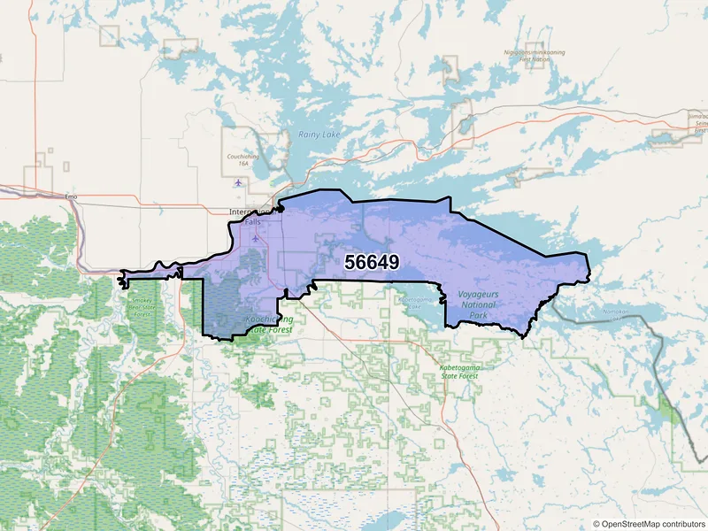 Map of ZIP Code 56649 — International Falls, MN