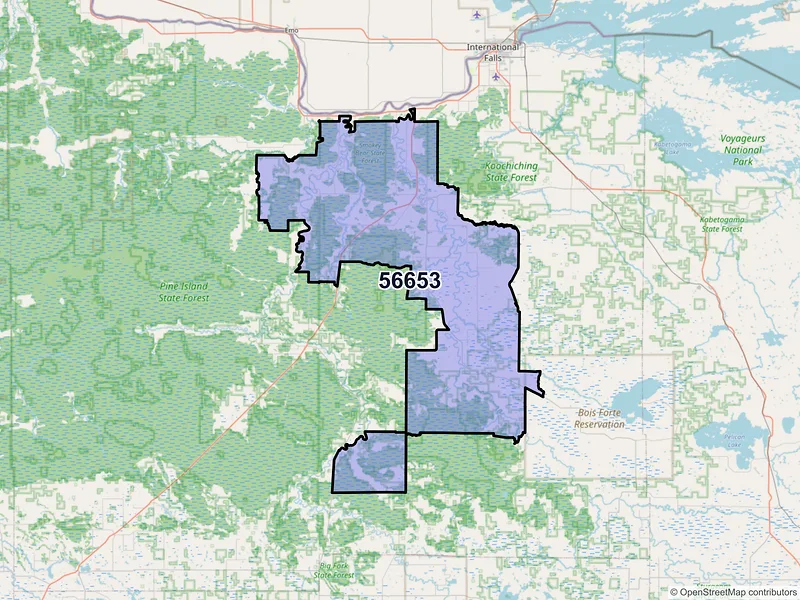Map of ZIP Code 56653 — Littlefork, MN