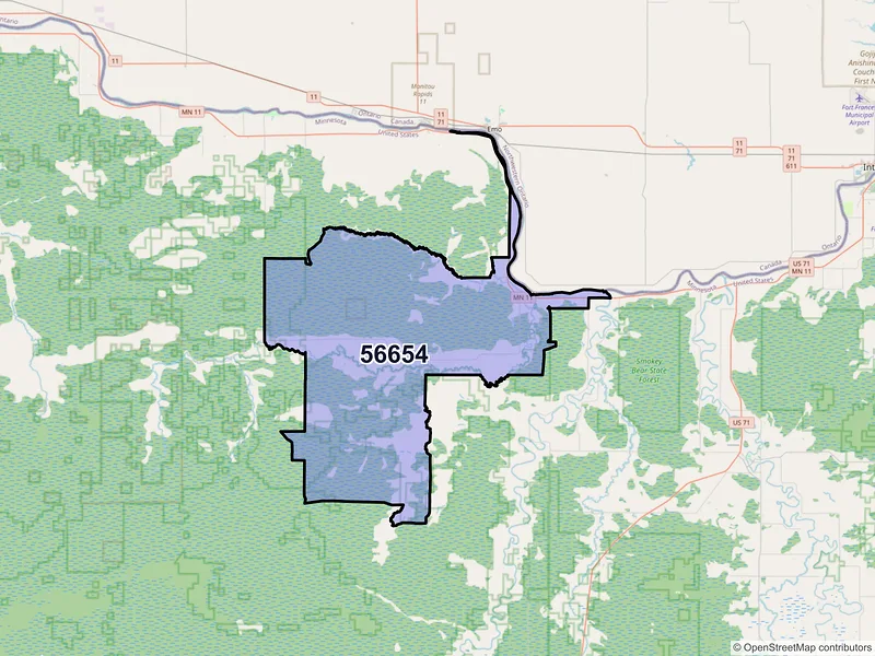 Map of ZIP Code 56654 — Loman, MN