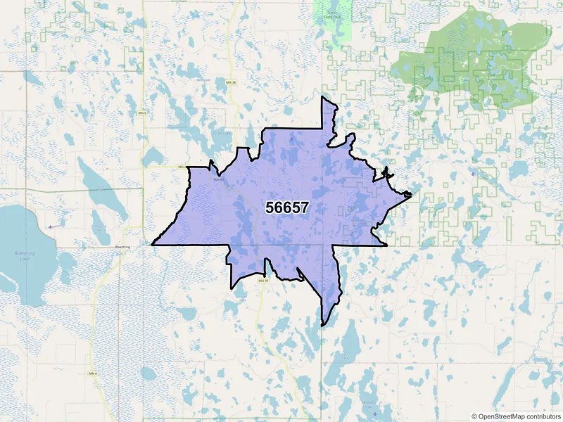 Map of ZIP Code 56657 — Marcell, MN